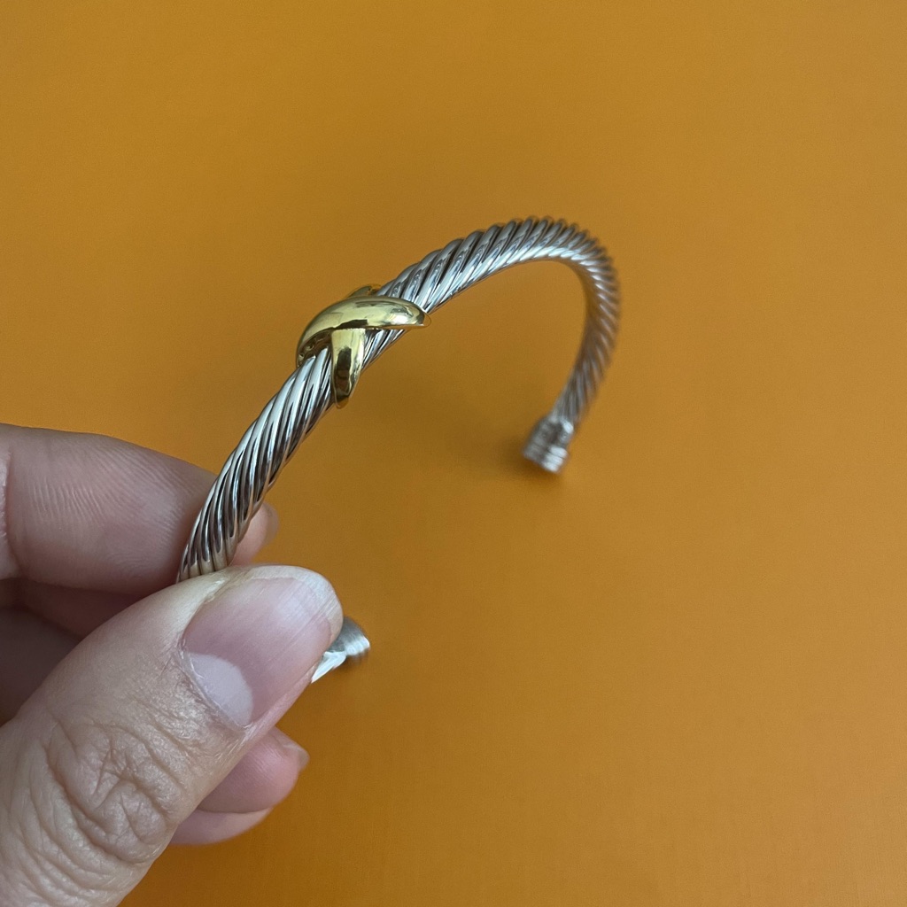 X Station Bracelet In Sterling Silver With 14k Yellow Gold Size M David Yurman's